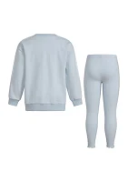 Girls 4-6x 2 Piece French Terry Crew Neck Pullover and Leggings Set