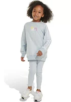 Girls 4-6x 2 Piece French Terry Crew Neck Pullover and Leggings Set