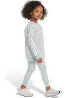 Girls 4-6x 2 Piece French Terry Crew Neck Pullover and Leggings Set