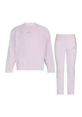 Girls 4-6x 2 Piece Crew Neck Velour Set