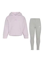 Girls 4-6x 2 Piece Long Sleeve Hooded Sherpa Pullover and Leggings Set