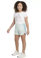 Girls 7-16 Elastic Waistband 3 Stripe Pacer Mesh Shorts