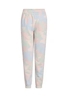 Girls 7-16 Elastic Waistband 3 Stripe Printed Fleece Jogger Pants