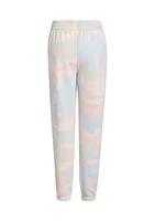 Girls 7-16 Elastic Waistband 3 Stripe Printed Fleece Jogger Pants