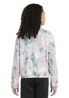 Girls 7-16 Printed Zip Front Mock Neck Tricot Jacket