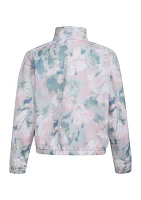 Girls 7-16 Printed Zip Front Mock Neck Tricot Jacket