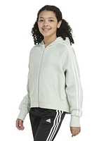 Girls 7-16 Zip Front 3 Stripe Cotton Hooded Fleece Jacket