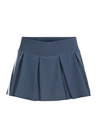 Girls 4-6x Detached Waistband 3 Stripes Pleated Stretch Woven Skort