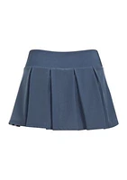 Girls 4-6x Detached Waistband 3 Stripes Pleated Stretch Woven Skort