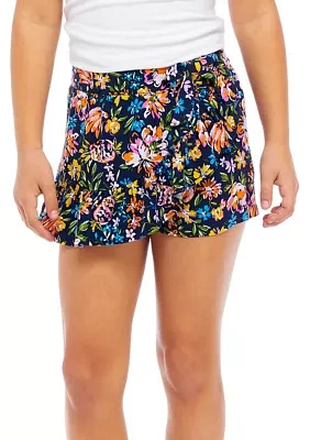 Girls 7-16 Printed Wrap Ruffle Skort