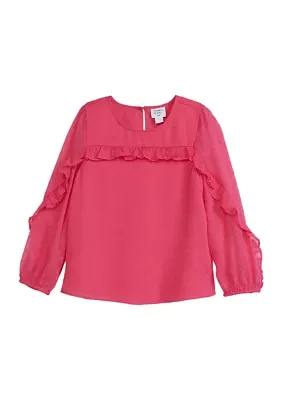 Girls 7-16 Solid Chiffon Ruffle Top