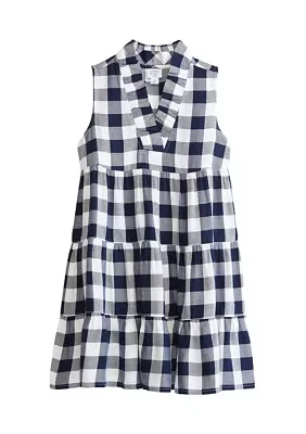 Girls 7-16 Ruffle Neck Dress