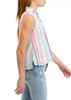 Girls 7-16 Dobby Ruffle Neck Tank