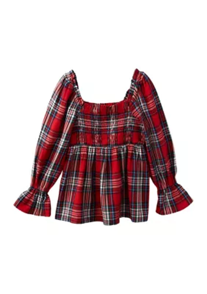 Girls 4-6x Smocked Printed Top