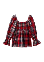 Girls 4-6x Smocked Printed Top