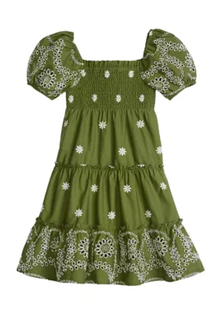 Girls 4-6x Broderie Smocked Dress