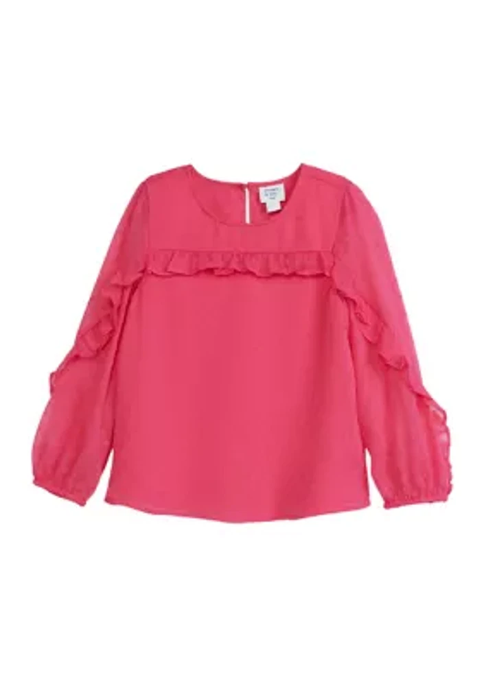 Girls 4-6x Solid Chiffon Ruffle Top