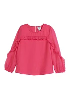 Girls 4-6x Solid Chiffon Ruffle Top