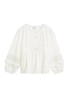 Girls 4-6x Eyelet Trim Top