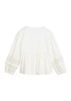 Girls 4-6x Eyelet Trim Top