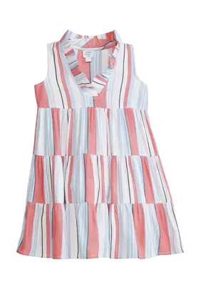 Girls 4-6x Striped Dress with Ruffles