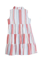 Girls 4-6x Striped Dress with Ruffles