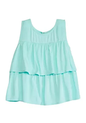 Girls 4-6x Layered Woven Tank Top