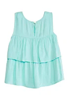 Girls 4-6x Layered Woven Tank Top