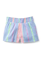 Girls 4-6x Smocked Woven Yarn Dyed Shorts