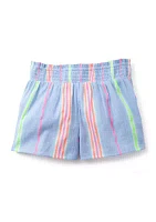 Girls 4-6x Smocked Woven Yarn Dyed Shorts