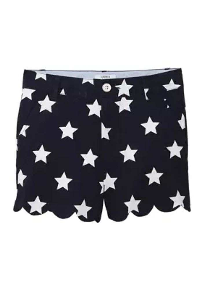 Girls 7-16 Printed Scallop Shorts