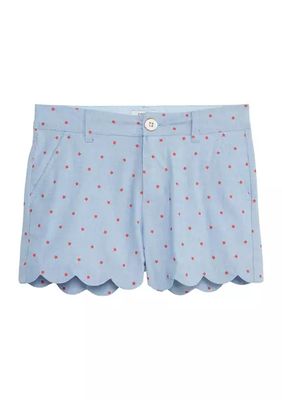 Girls 7-16 Star Printed Scalloped Shorts