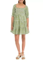 Girls 7-16 Gingham Printed Dress