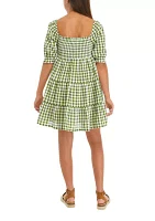 Girls 7-16 Gingham Printed Dress