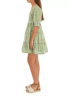 Girls 7-16 Gingham Printed Dress