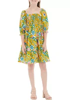 Girls 7-16 Printed Puff Sleeve Dress