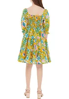 Girls 7-16 Printed Puff Sleeve Dress