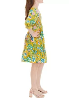 Girls 7-16 Printed Puff Sleeve Dress