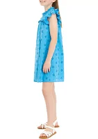 Girls 7-16 High Neck Eyelet Ruffle Dress