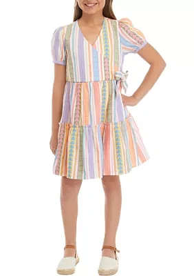 Girls 7-16 Jacquard Wrap Dress