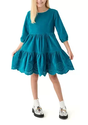 Girls 7-16 Corduroy 3/4 Sleeve Dress