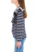 Girls 7-16 Ruffle Striped Sweatshirt