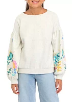 Girls 7-16 Long Puff Sleeve Sweatshirt