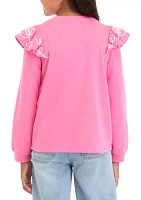 Girls 7-16 Long Sleeve Ruffle Front Sweatshirt