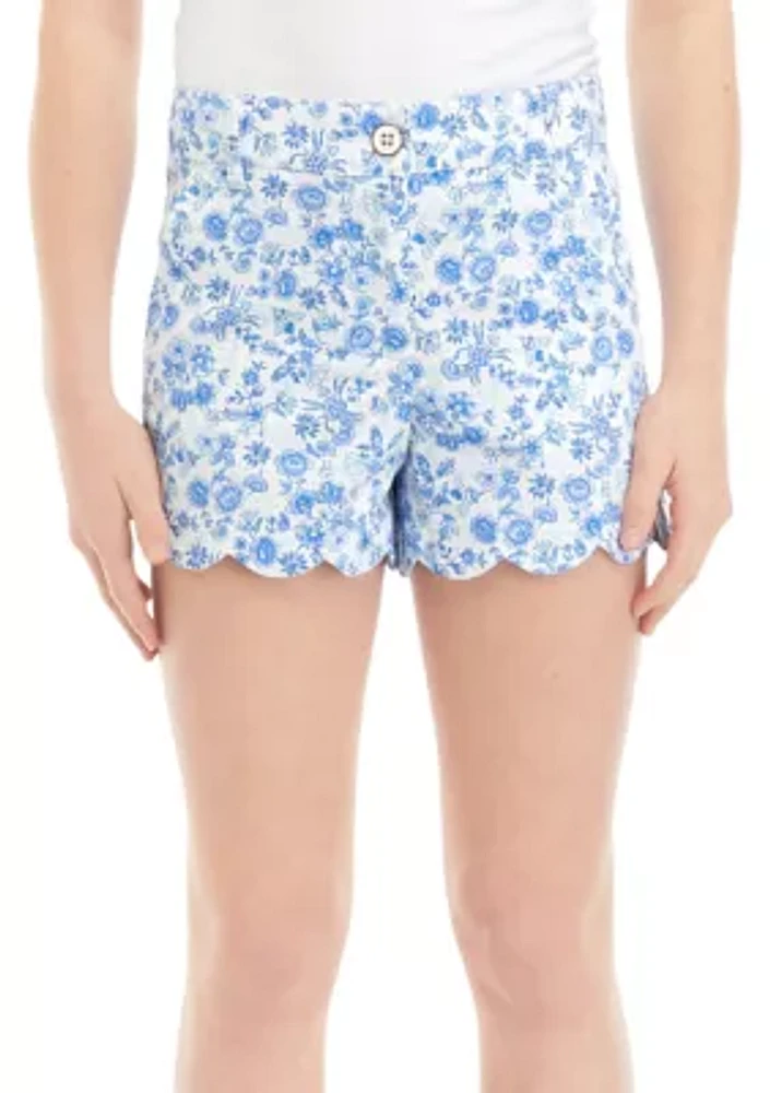 Girls 7-16 Scalloped Twill Shorts