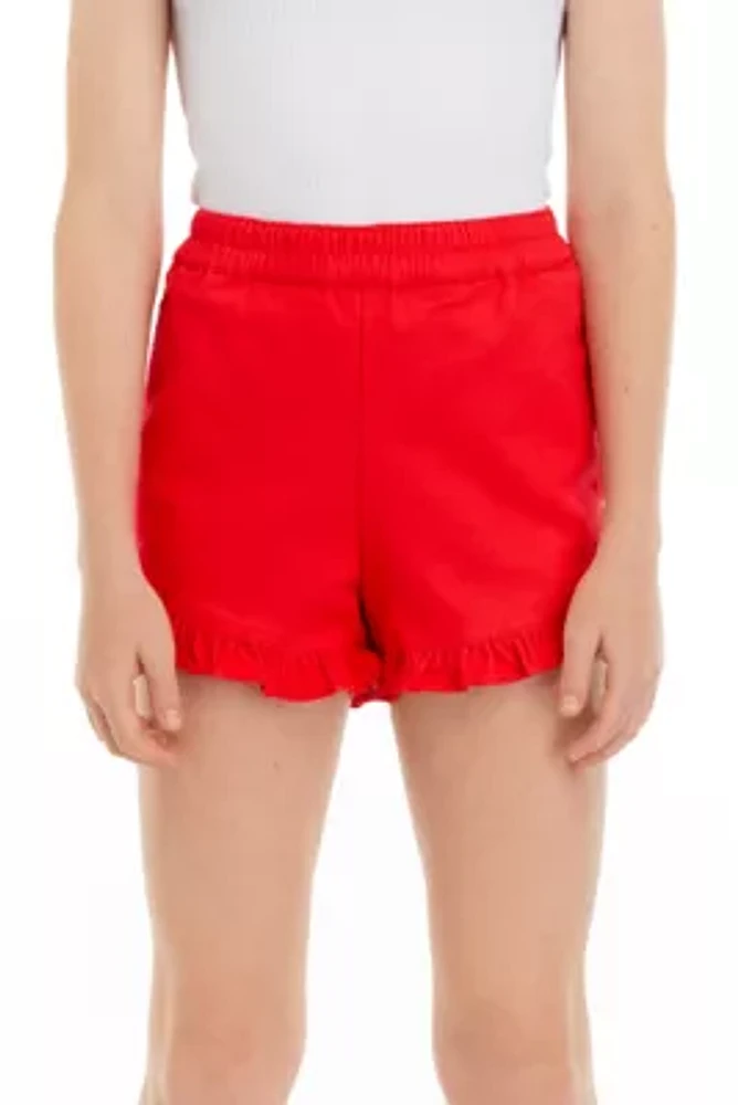 Girls 7-16 Stretch Twill Ruffle Shorts