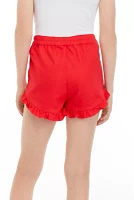 Girls 7-16 Stretch Twill Ruffle Shorts