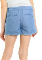 Girls 7-16 Scalloped Hem Printed Shorts