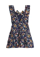 Girls 4-6x Ruffle Shoulder Floral Tie Back Dress