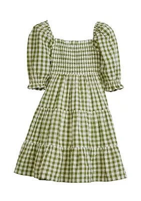 Girls 4-6x Puff Sleeve Dress